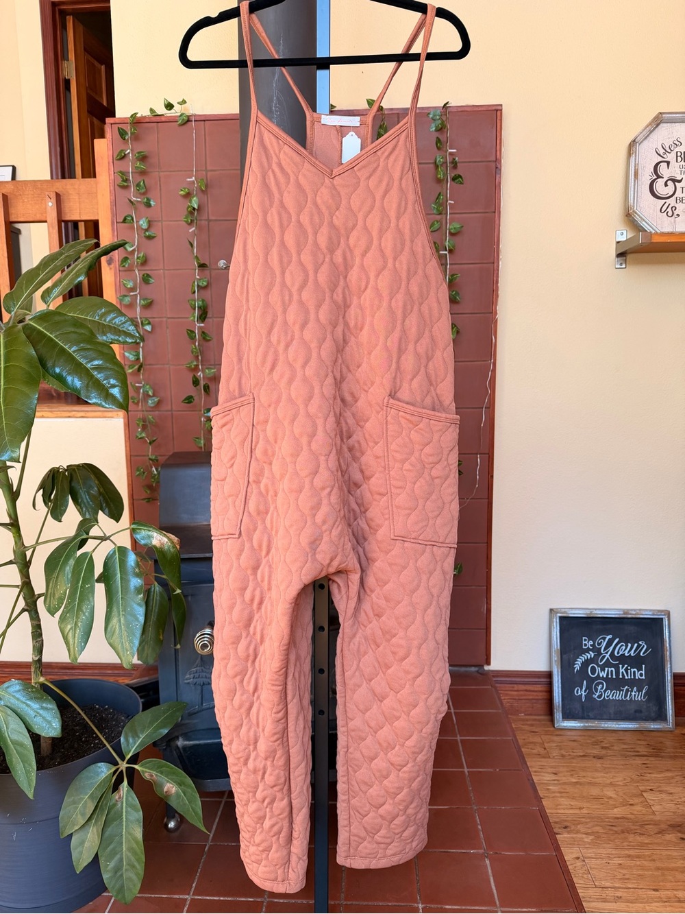 #337- NEW Ces Femme Quilted Cotton Lounge Overall/Jumpsuit